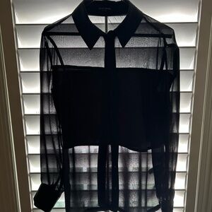 David Lerner Black Sheer Blouse